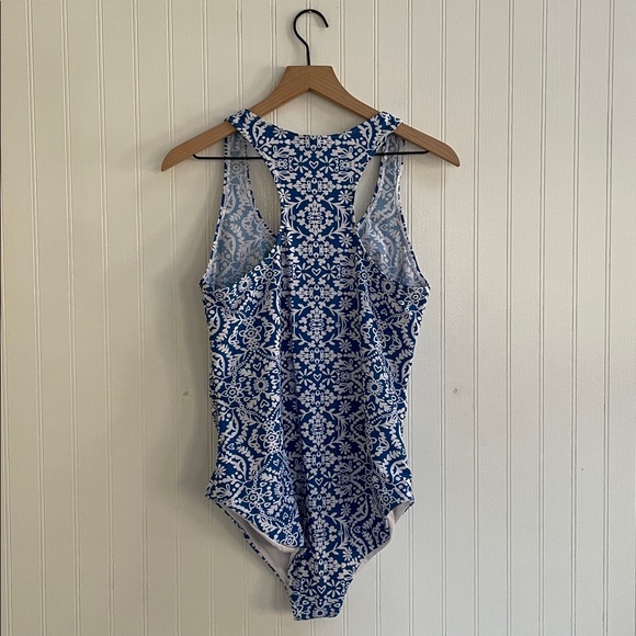 Seraphine Blue and White Maternity One-Piece Swimsuit - Picture 3 of 10